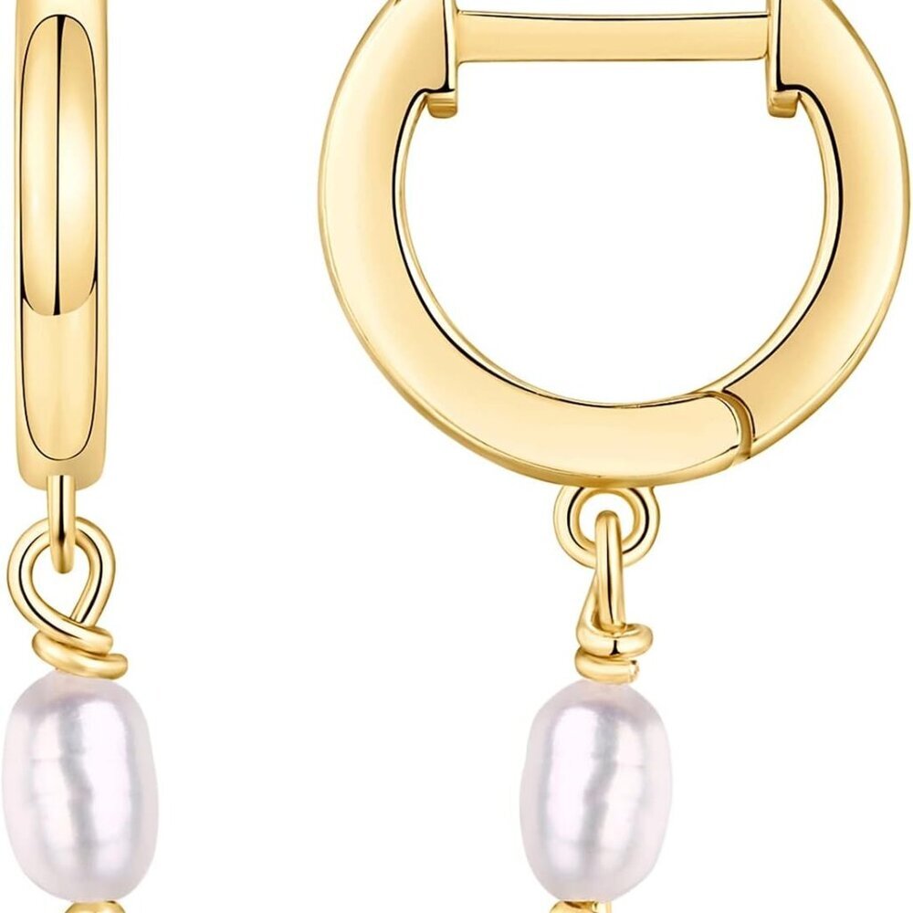 14K Gold Plated S925 Sterling Silver Post Lightweight Drop/Dangle Huggie Earring - Picture 1 of 5